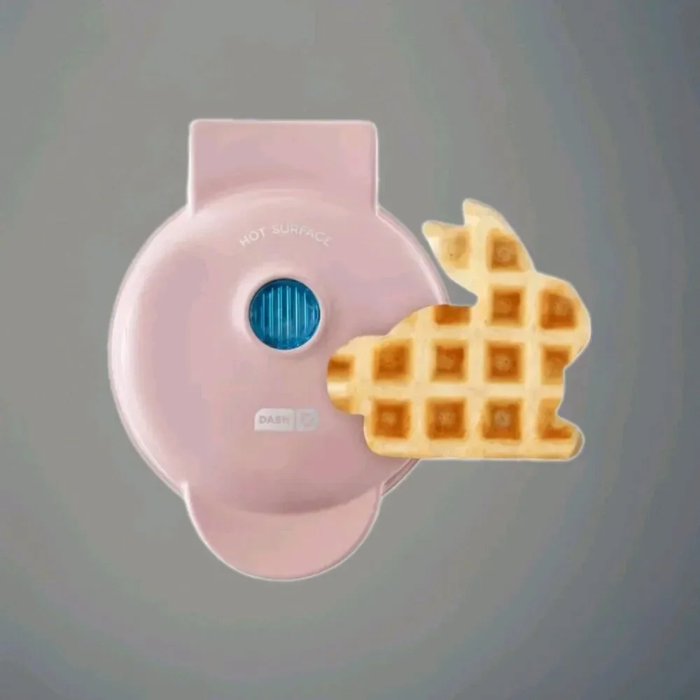 Dash Rabbit Waffle Maker Mini Non Stick Bunny Perfect for Single Serving Pink 4